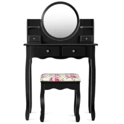 Tangkula Vanity Table Set W/Detachable Mirror & Stool Black/White -Baxton Studio Shop GUEST f83335d1 011d 4227 9ca8 6ab199ead044 1