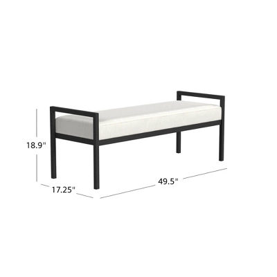 Modern Metal Bench Cream Boucle - HomePop 5 Modern Metal Bench Cream Boucle - HomePop - Image 5