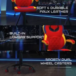 BlackArc High Back Gaming Chair With Red And Yellow Faux Leather Upholstery, Adjustable Swivel Seat And Padded Flip-Up Arms 16 BlackArc High Back Gaming Chair With Red And Yellow Faux Leather Upholstery, Adjustable Swivel Seat And Padded Flip-Up Arms -Baxton Studio Shop GUEST f8a54e43 96c5 4397 a83a c4e8054dfc79