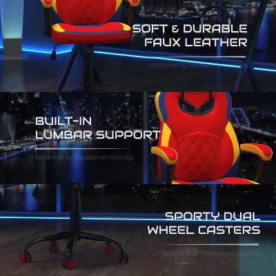 BlackArc High Back Gaming Chair With Red And Yellow Faux Leather Upholstery, Adjustable Swivel Seat And Padded Flip-Up Arms 5 BlackArc High Back Gaming Chair With Red And Yellow Faux Leather Upholstery, Adjustable Swivel Seat And Padded Flip-Up Arms - Image 5