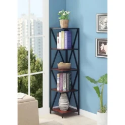 Tucson Metal 5 Tier Corner Bookcase - Johar Furniture