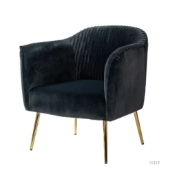 Velvet Barrel Chair With Goden Base Contemporary And Classic Velvet Accent Chair For Living Room | Karat Home -Baxton Studio Shop GUEST f93bc118 6eee 4c76 8d51 77474568d0aa