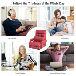 Costway Folding Floor Armchair W/6-position Adjustable Back & Lumbar Pillow Red -Baxton Studio Shop GUEST f93beaa9 70e0 498b bfad c0a6c75b3430