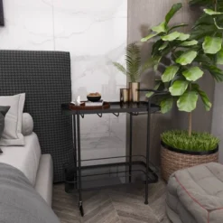 Contemporary Metal Bar Cart Black - Olivia & May 34 Contemporary Metal Bar Cart Black - Olivia & May -Baxton Studio Shop GUEST f952e86b 2baf 4cc8 8f4e 4b35d93b610f