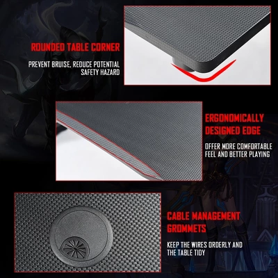 Costway Z-Shaped Racing Style Desk & Massage Gaming Chair Set For Home Office 3 Costway Z-Shaped Racing Style Desk & Massage Gaming Chair Set For Home Office - Image 3