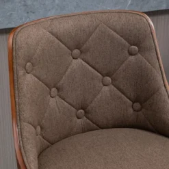 HOMCOM Counter Height Bar Stools Set Of 2, Height Adjustable Swivel Barstools With Footrest And Tufted Back, Linen Fabric Bar Chairs, Brown -Baxton Studio Shop GUEST f9e0914d f2c0 4040 b233 304e22b533a1