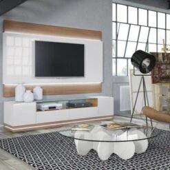 85.43" Vanderbilt TV Stand For TVs Up To 70" Off White/Maple Cream - Manhattan Comfort -Baxton Studio Shop GUEST f9f2d4a7 0b39 48fc 999c dd8d330e0389