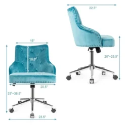 Costway Velvet Office Chair Upholstered Swivel Computer Task Chair Turquoise -Baxton Studio Shop GUEST fa5cabf0 ced8 4d36 96c6 0d29910868a6