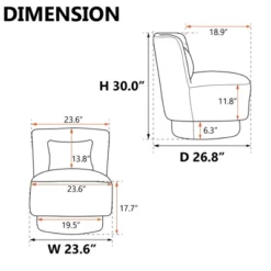 20.6" Modern Comfortable 360 Degree Swivel Accent Chair - ModernLuxe -Baxton Studio Shop GUEST facf3c74 2ac9 4629 aa24 54f083ea7acf