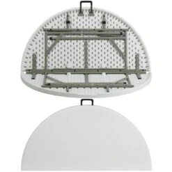 Flash Furniture 4-Foot Round Bi-Fold Granite White Plastic Banquet And Event Folding Table With Carrying Handle -Baxton Studio Shop GUEST fb130b4a 7d18 4d03 9609 cb61f3edee98