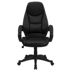 Emma And Oliver High Back Black LeatherSoft Curved Back Swivel Ergonomic Office Chair-Loop Arms -Baxton Studio Shop GUEST fb141342 ca61 4d67 82bb f09d0dae72fb