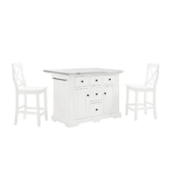 Julia Stainless Steel Top Island With 2 X-Back Stools - Crosley -Baxton Studio Shop GUEST fb19be66 d2e4 4d91 942e 0e91d7824e36