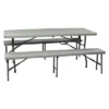 3pc Folding Table And Bench Set Light Gray - OSP Home Furnishings