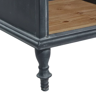 Farmhouse Wood Cabinet Black - Olivia & May 3 Farmhouse Wood Cabinet Black - Olivia & May - Image 3