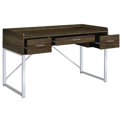 Angelica 3 Drawer Writing Desk Walnut - Coaster 2 Angelica 3 Drawer Writing Desk Walnut - Coaster - Image 2