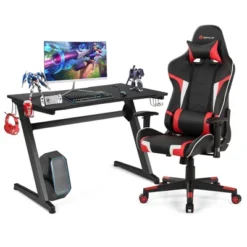 Costway Z-Shaped Racing Style Desk & Massage Gaming Chair Set For Home Office 24 Costway Z-Shaped Racing Style Desk & Massage Gaming Chair Set For Home Office -Baxton Studio Shop GUEST fc6cb6f6 4de0 460f a95d 7cd6696da0d7