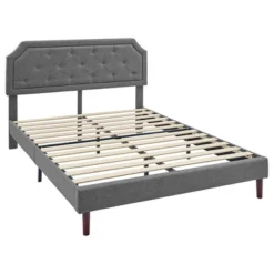 BIKAHOM Upholstered Platform Bed With Button Tufted Headboard, Dark Grey 11 BIKAHOM Upholstered Platform Bed With Button Tufted Headboard, Dark Grey -Baxton Studio Shop GUEST fd107bed 180d 46ed 8e76 7690a93e75e5