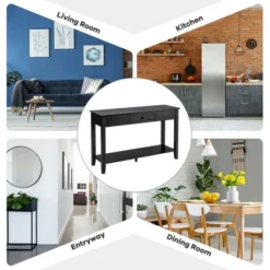 Costway Console Table With Drawer Shelf 2 Tier Sofa Side Accent Table Black 16 Costway Console Table With Drawer Shelf 2 Tier Sofa Side Accent Table Black -Baxton Studio Shop GUEST fd6f4428 3ac7 45d5 a49b 5d89f0357432