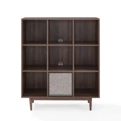 49.5" Liam 9 Cube Record Storage Bookcase With Speaker Walnut - Crosley -Baxton Studio Shop GUEST fdea39b8 acde 4f7a 889d 1f157ce630b5