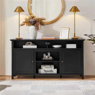 Yaheetech 31in Height Tall Modern TV Stand Media TV Console Black 1 Yaheetech 31in Height Tall Modern TV Stand Media TV Console Black