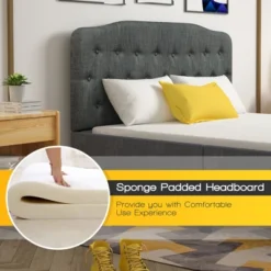 Costway Queen Upholstered Headboard Adjust Button Tufted Faux Linen -Baxton Studio Shop GUEST febec3e3 4b2b 4f35 b62c 211e5ea3db87