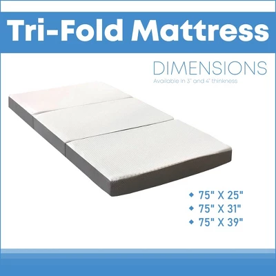 Continental Sleep 3-Inch Portable Tri Folding Gel Memory Foam Mattress, Ultra Soft, Removable And Washable Cover, Twin, White 4 Continental Sleep 3-Inch Portable Tri Folding Gel Memory Foam Mattress, Ultra Soft, Removable And Washable Cover, Twin, White - Image 4