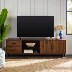 Sana Modern Triple Storage TV Stand For TVs Up To 80" Dark Walnut - Saracina Home 9 Sana Modern Triple Storage TV Stand For TVs Up To 80" Dark Walnut - Saracina Home -Baxton Studio Shop GUEST ff1679ed 5f30 47e9 a5d0 3886b74af319