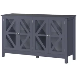 HOMCOM Kitchen Sideboard, Tempered Glass Door Buffet Cabinet With Adjustable Storage Shelf For Living Room, Kitchen, Study, Gray -Baxton Studio Shop GUEST ff45f098 89c0 44da a1ad 1e0dd9407d2b