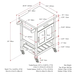 Sage Wood Kitchen Cart White - CorLiving -Baxton Studio Shop GUEST ff494a7d 5b94 403a 957a 01fad89cc3a8