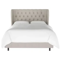 Tufted Woven Upholstered Wingback Bed - Skyline Furniture