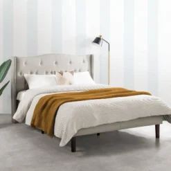 Amabel Upholstered Platform Bed Modern Tufted Wingback Headboard Light Gray - Mellow -Baxton Studio Shop GUEST ff9890fe acbd 4434 abba 62a23b88c3dd