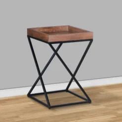22" X Shape Iron Frame Industrial End Side Table With Mango Wood Tray Top Brown/Black - The Urban Port 13 22" X Shape Iron Frame Industrial End Side Table With Mango Wood Tray Top Brown/Black - The Urban Port -Baxton Studio Shop GUEST ffd6a6e0 a7d7 4d55 ba5f 71085ebd8a8b